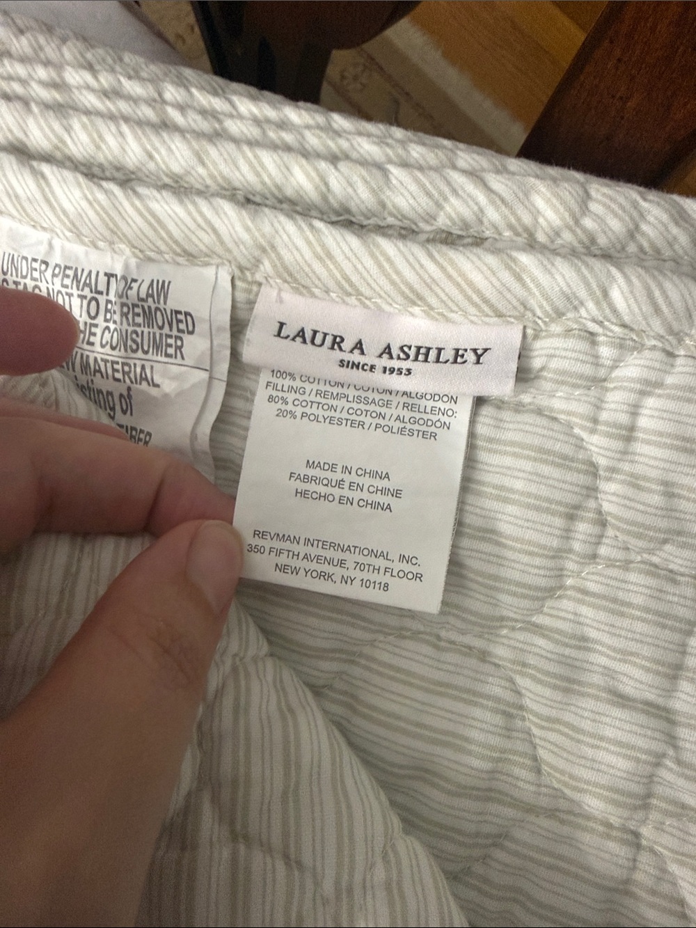 Laura Ashley Twin Quilt & Sham in Cream and Sage Green Floral - Picture 2 of 5
